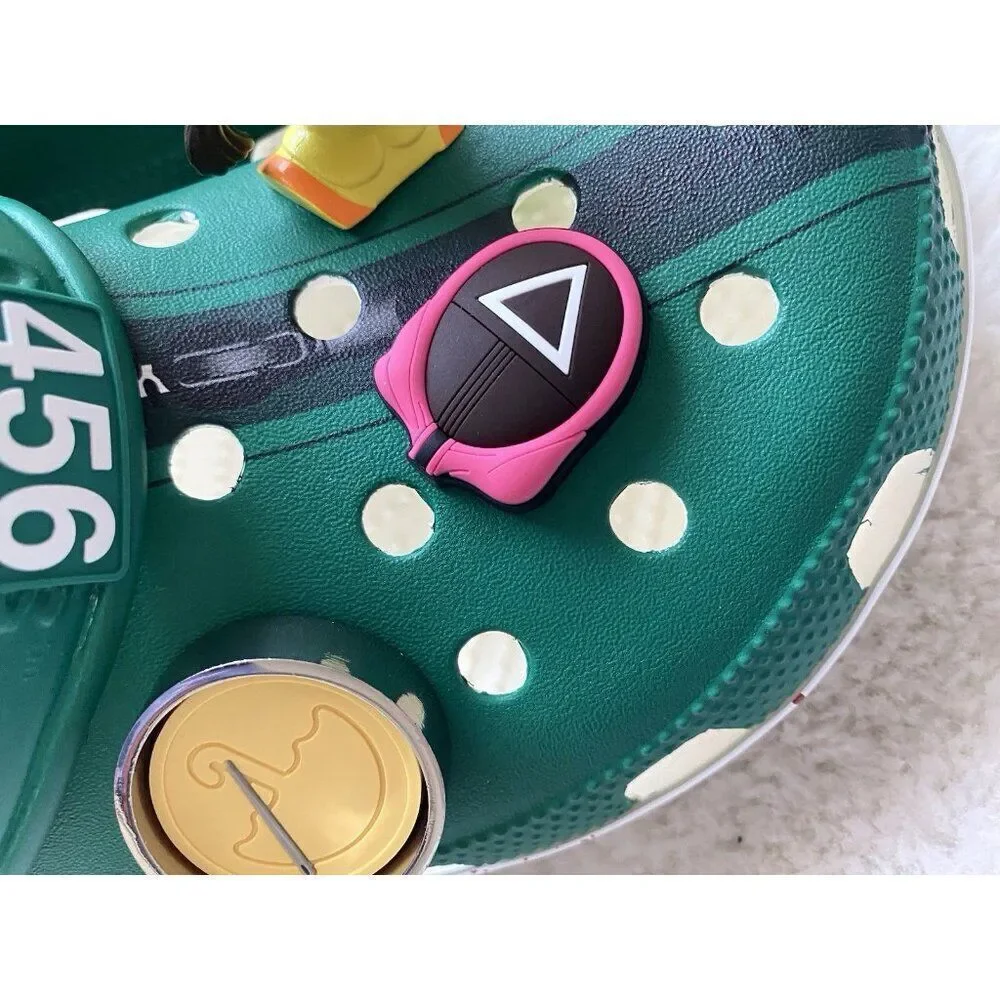 Crocs Squid Game Classic Clog Sandals‎ Shoes 210224-90H Men’s Sz 12 With Jibbitz